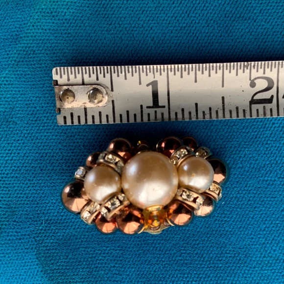 Vintage faux multicoloured pearl EARRINGS clip-on - Picture 3 of 4
